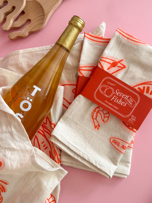 Seven Fishes Tea Towel - Gumdrop