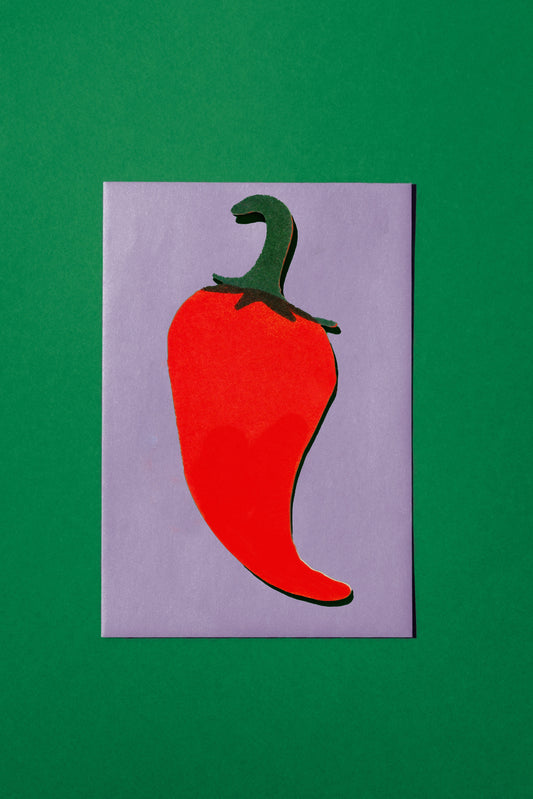 Peperoncino Hot Pepper Die-Cut Greeting Card