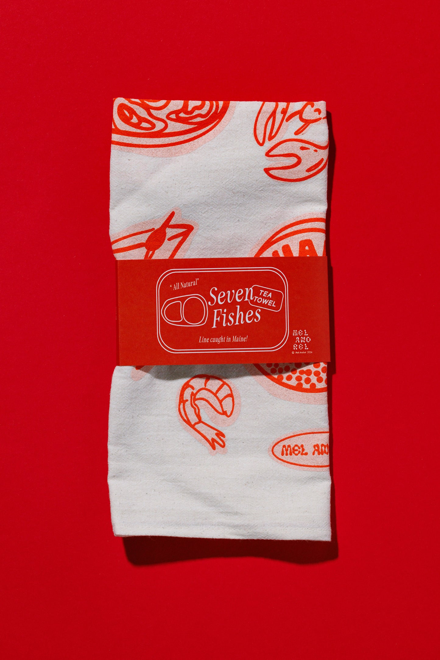 Seven Fishes Tea Towel - Gumdrop
