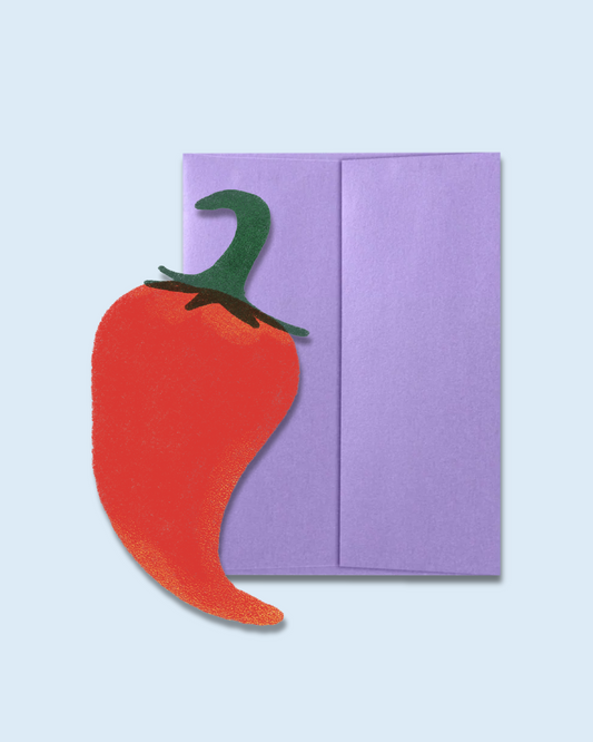 Peperoncino Hot Pepper Die-Cut Greeting Card