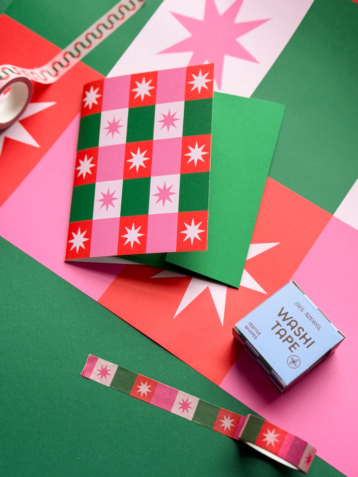 Festive Stars Wrapping Paper- Roll of 3 Sheets