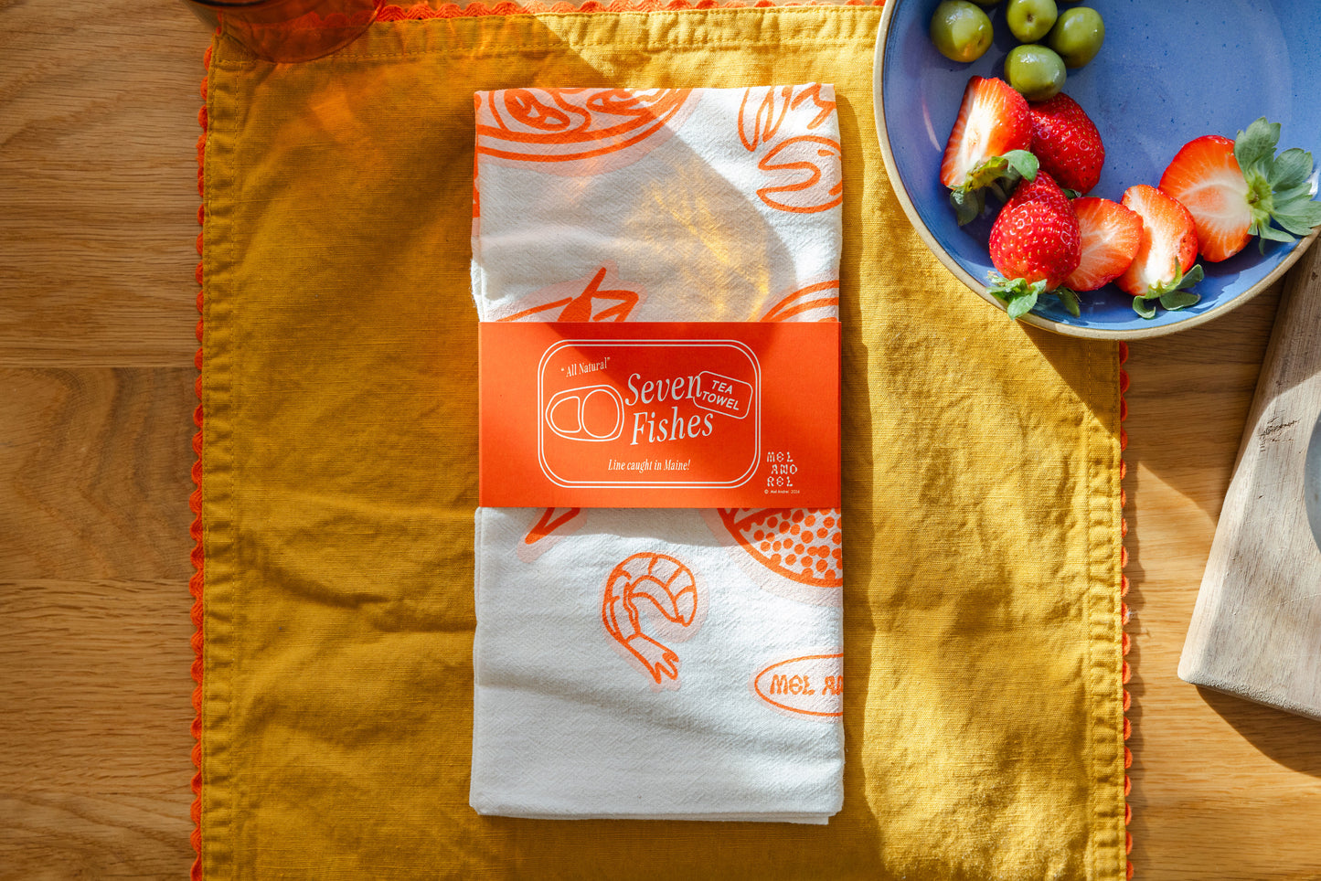 Seven Fishes Tea Towel - Gumdrop