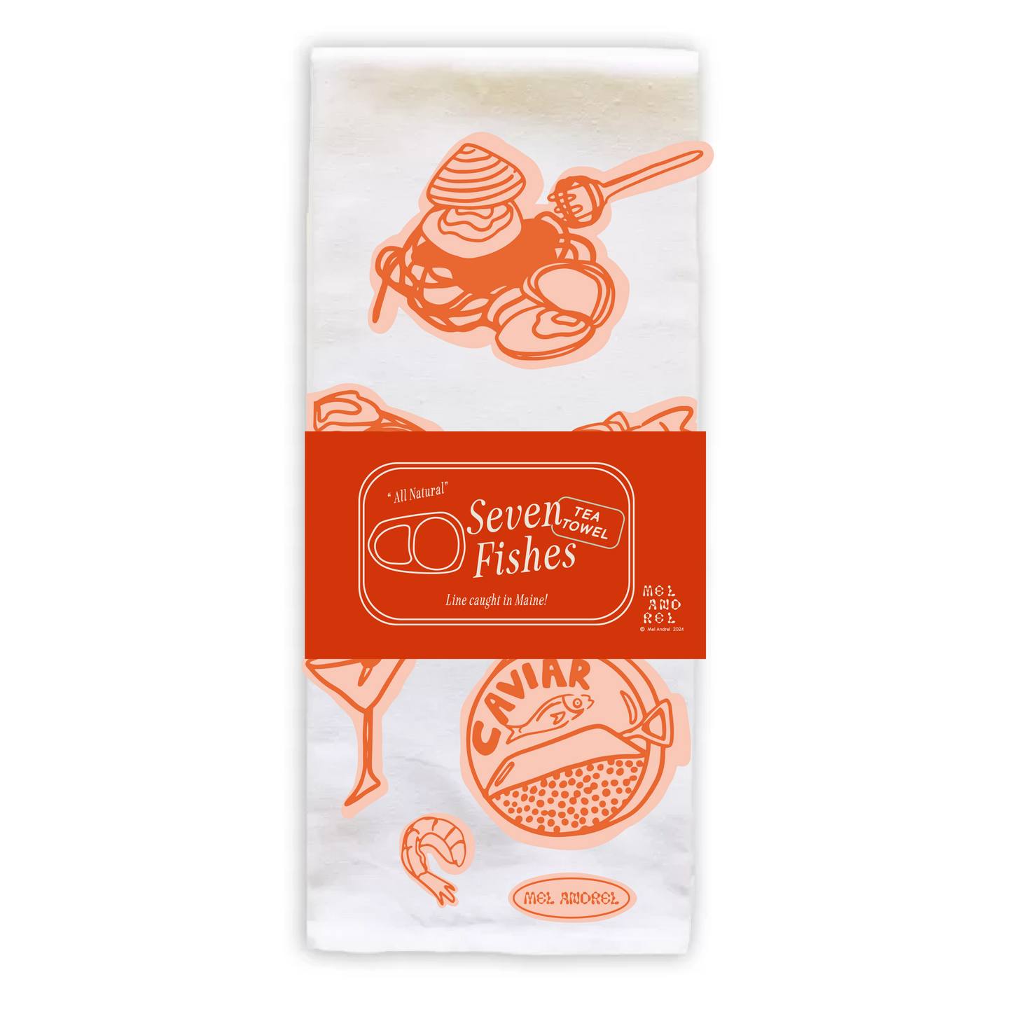 Seven Fishes Tea Towel - Gumdrop