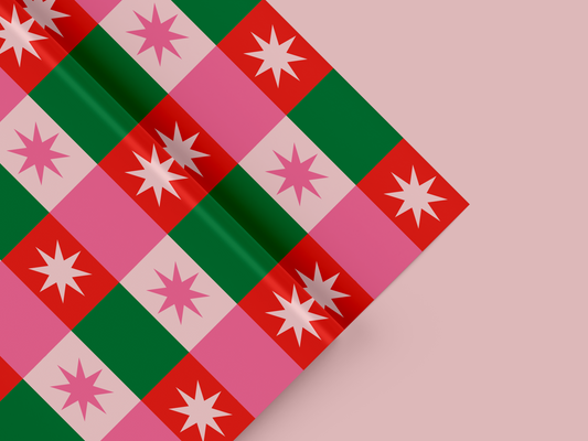 Festive Shapes Wrapping Paper- Roll of 3 Sheets