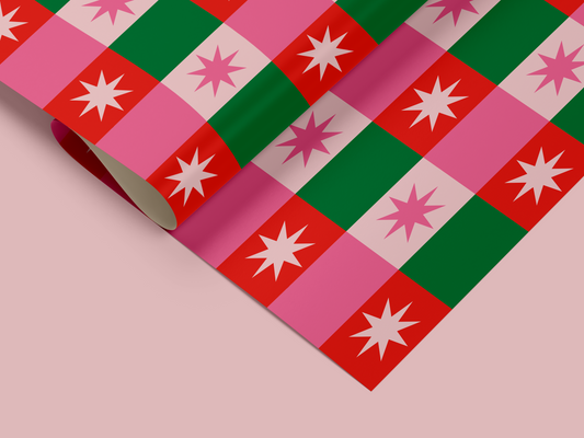 Festive Shapes Wrapping Paper- Roll of 3 Sheets